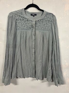 Angels Forever Young Large Blue Button Front Blouse